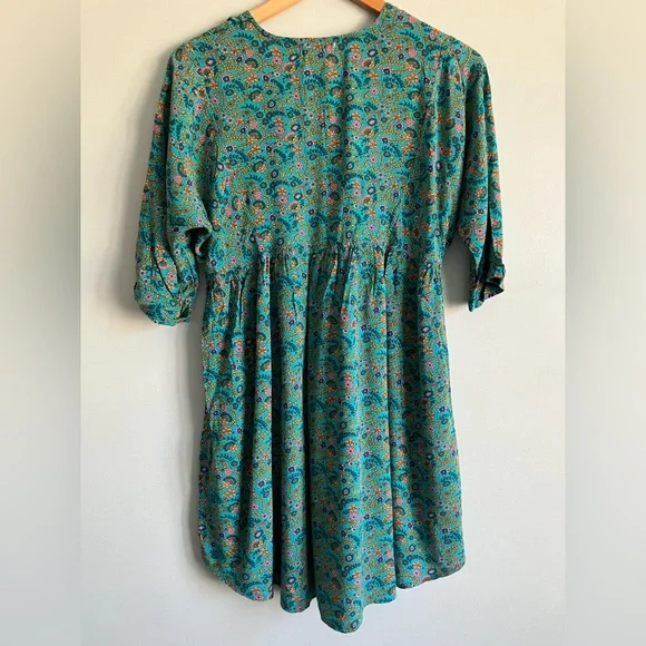 NATURAL LIFE Blue Floral Dolman Rayon V-Neck Mini Dress Size XS - Picture 5 of 10